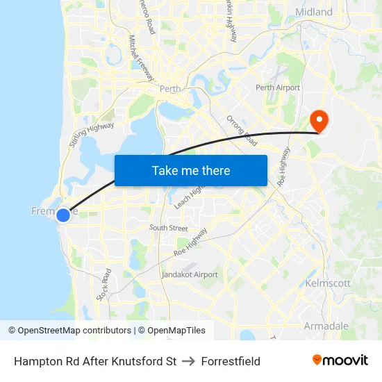 Hampton Rd After Knutsford St to Forrestfield map