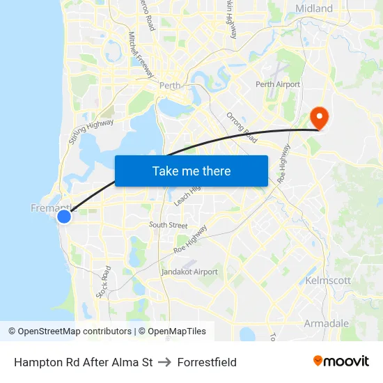 Hampton Rd After Alma St to Forrestfield map