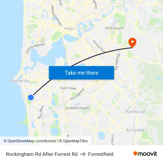 Rockingham Rd After Forrest Rd to Forrestfield map
