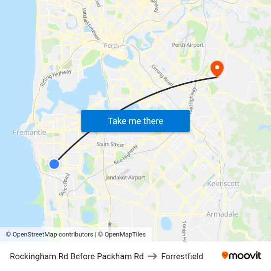 Rockingham Rd Before Packham Rd to Forrestfield map