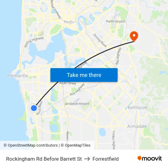 Rockingham Rd Before Barrett St to Forrestfield map