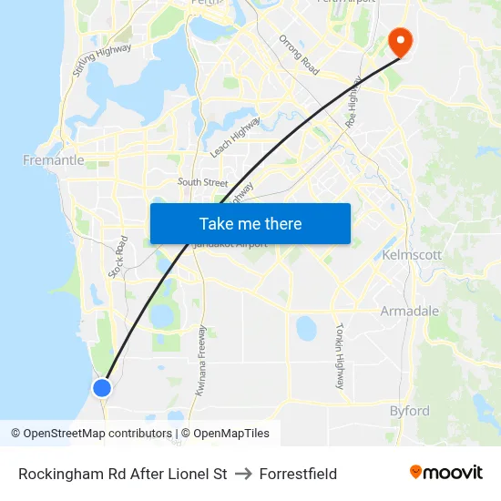 Rockingham Rd After Lionel St to Forrestfield map