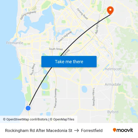 Rockingham Rd After Macedonia St to Forrestfield map
