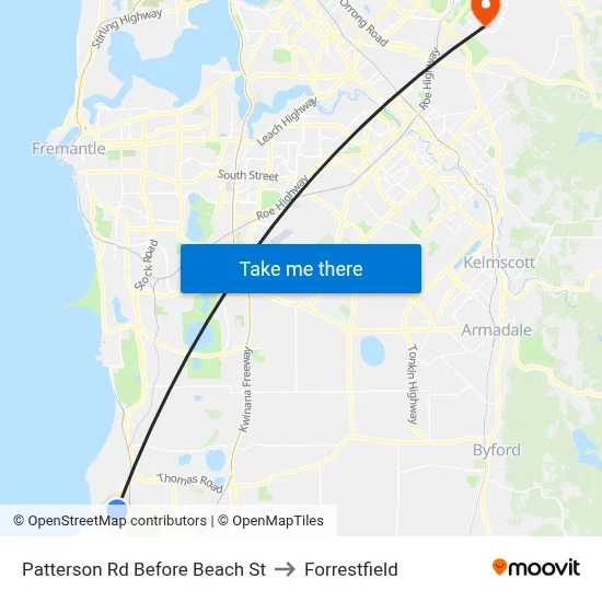 Patterson Rd Before Beach St to Forrestfield map