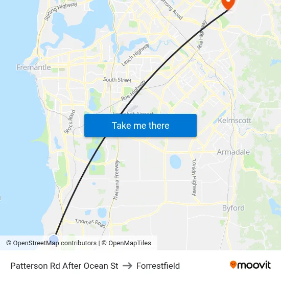 Patterson Rd After Ocean St to Forrestfield map