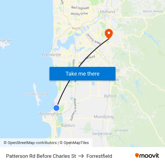 Patterson Rd Before Charles  St to Forrestfield map