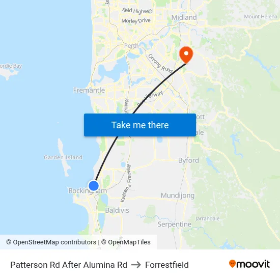 Patterson Rd After Alumina Rd to Forrestfield map