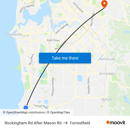 Rockingham Rd After Mason Rd to Forrestfield map