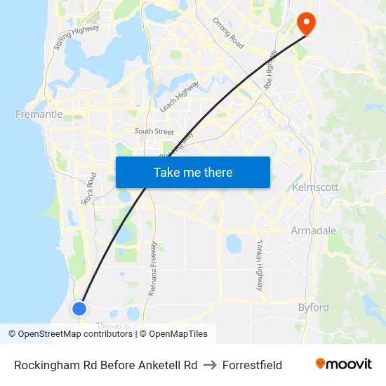 Rockingham Rd Before Anketell Rd to Forrestfield map