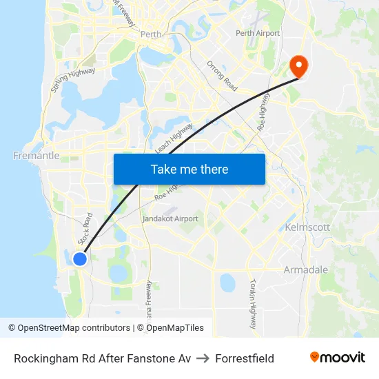 Rockingham Rd After Fanstone Av to Forrestfield map