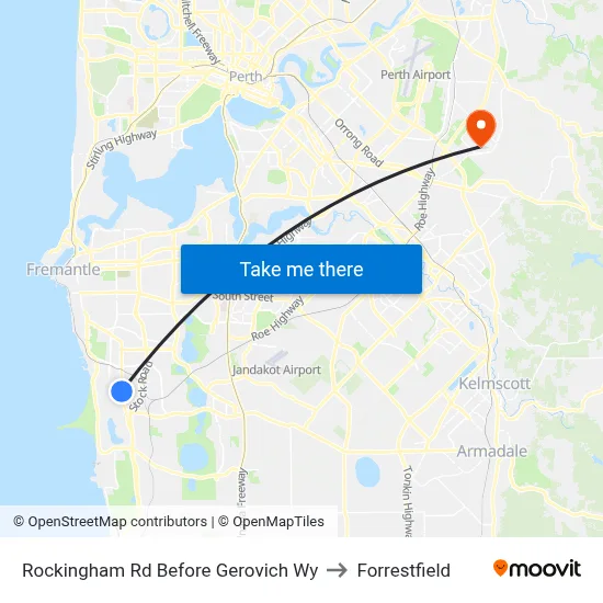 Rockingham Rd Before Gerovich Wy to Forrestfield map