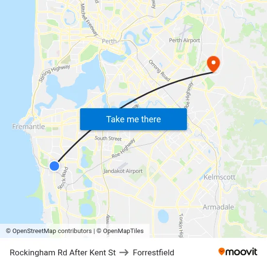 Rockingham Rd After Kent St to Forrestfield map