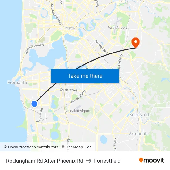 Rockingham Rd After Phoenix Rd to Forrestfield map