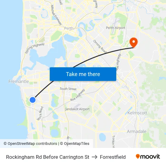 Rockingham Rd Before Carrington St to Forrestfield map