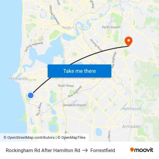 Rockingham Rd After Hamilton Rd to Forrestfield map