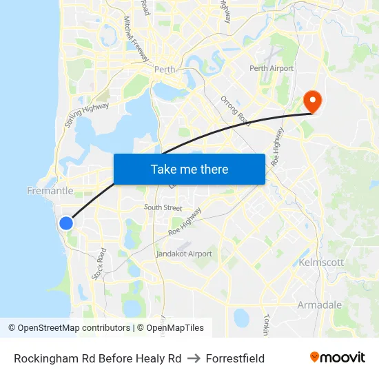 Rockingham Rd Before Healy Rd to Forrestfield map