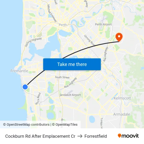 Cockburn Rd After Emplacement Cr to Forrestfield map