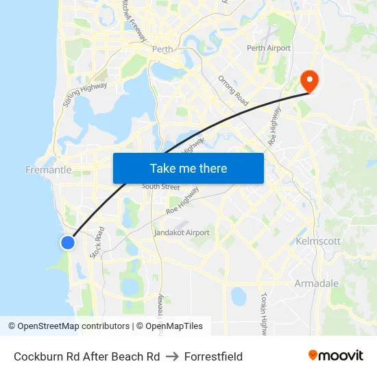 Cockburn Rd After Beach Rd to Forrestfield map