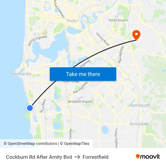Cockburn Rd After Amity Bvd to Forrestfield map