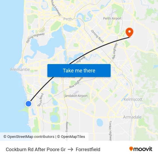 Cockburn Rd After Poore Gr to Forrestfield map