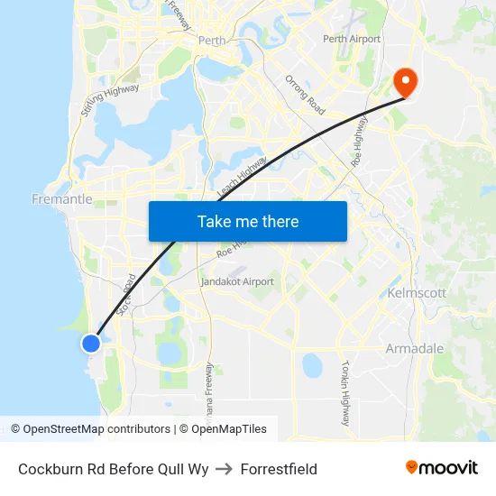 Cockburn Rd Before Qull Wy to Forrestfield map