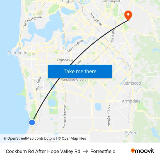Cockburn Rd After Hope Valley Rd to Forrestfield map