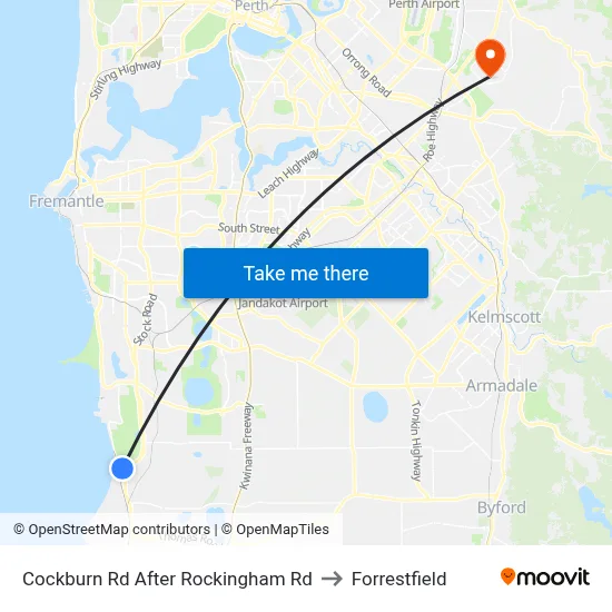 Cockburn Rd After Rockingham Rd to Forrestfield map