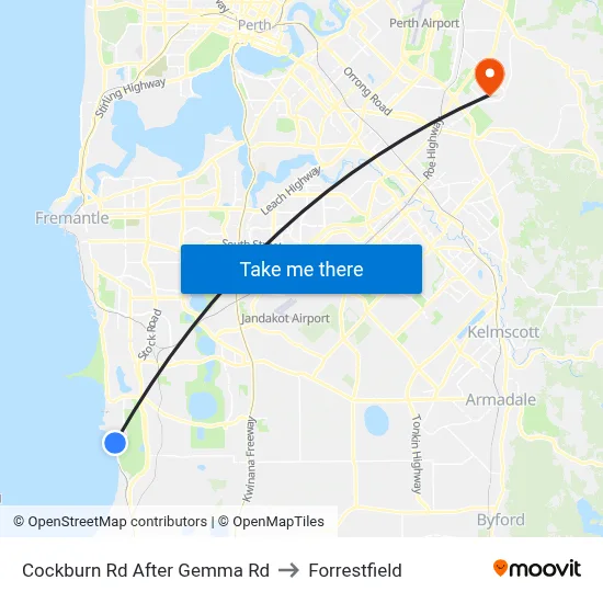Cockburn Rd After Gemma Rd to Forrestfield map