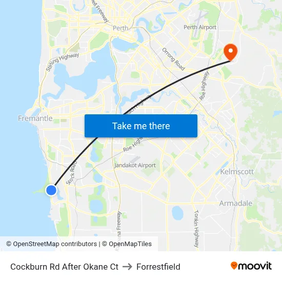 Cockburn Rd After Okane Ct to Forrestfield map