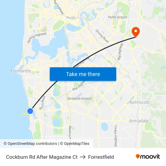 Cockburn Rd After Magazine Ct to Forrestfield map
