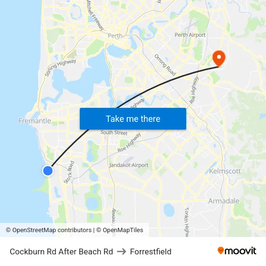 Cockburn Rd After Beach Rd to Forrestfield map