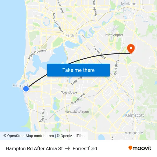 Hampton Rd After Alma St to Forrestfield map