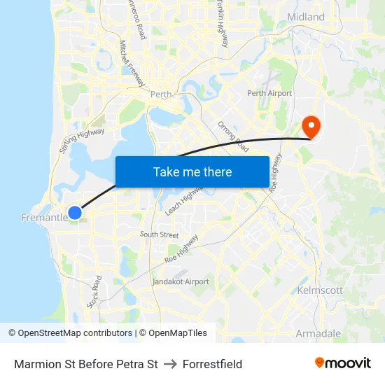 Marmion St Before Petra St to Forrestfield map