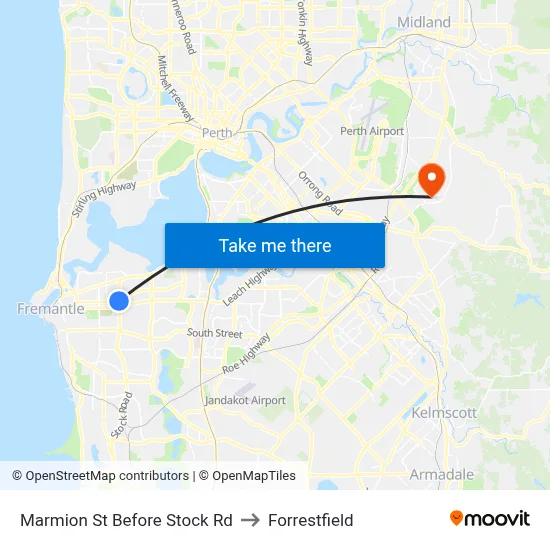 Marmion St Before Stock Rd to Forrestfield map