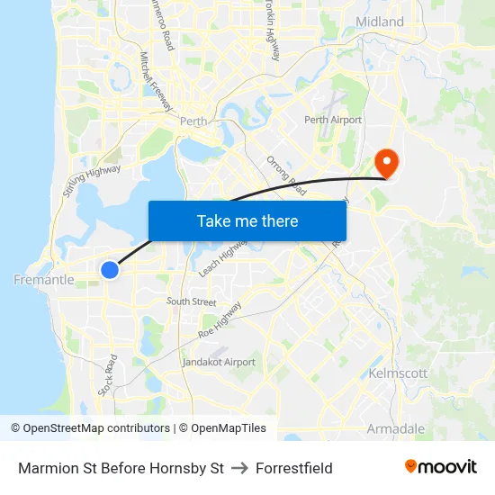 Marmion St Before Hornsby St to Forrestfield map