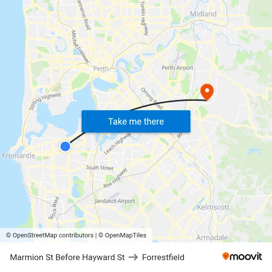 Marmion St Before Hayward St to Forrestfield map