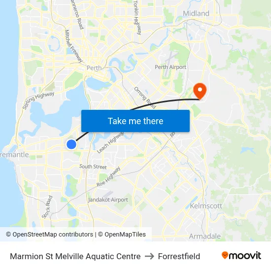 Marmion St Melville Aquatic Centre to Forrestfield map