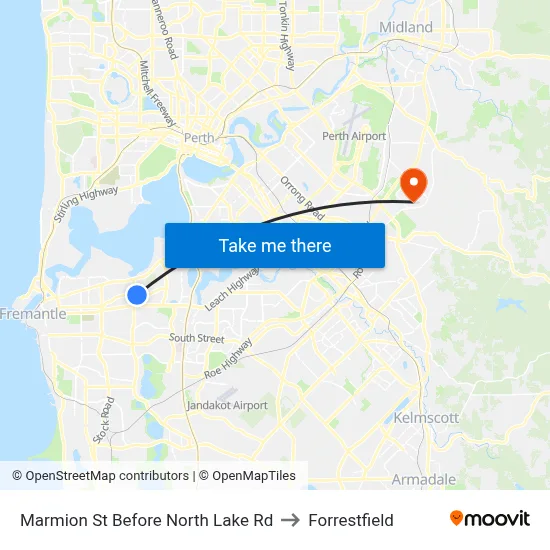 Marmion St Before North Lake Rd to Forrestfield map