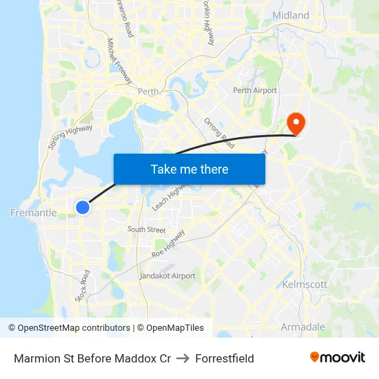 Marmion St Before Maddox Cr to Forrestfield map