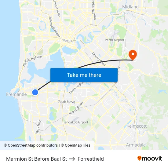 Marmion St Before Baal St to Forrestfield map