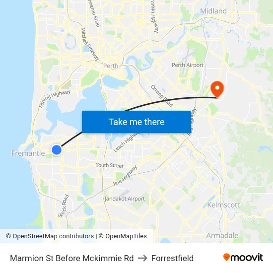 Marmion St Before Mckimmie Rd to Forrestfield map