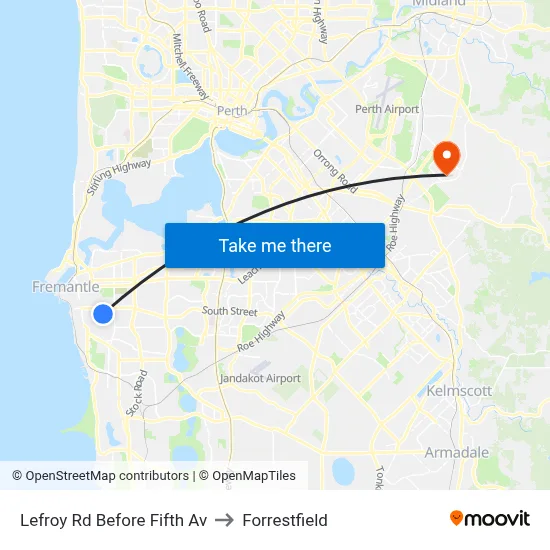 Lefroy Rd Before Fifth Av to Forrestfield map