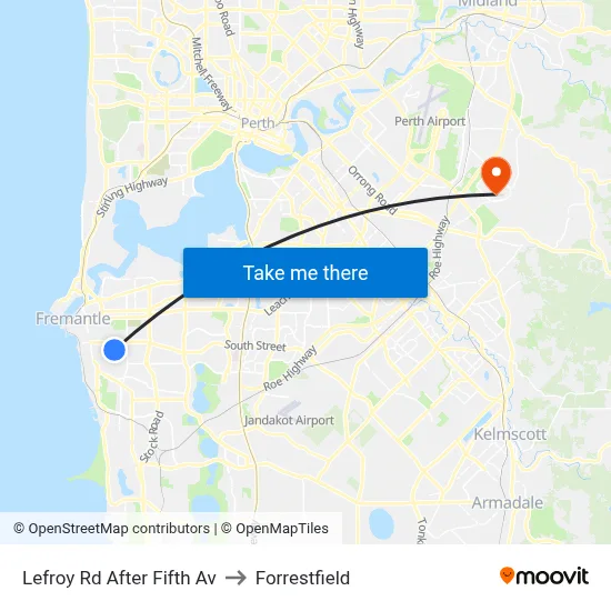 Lefroy Rd After Fifth Av to Forrestfield map