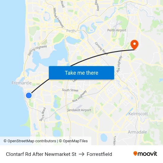 Clontarf Rd After Newmarket St to Forrestfield map