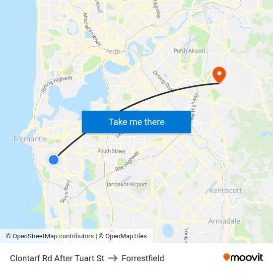 Clontarf Rd After Tuart St to Forrestfield map