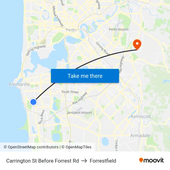 Carrington St Before Forrest Rd to Forrestfield map