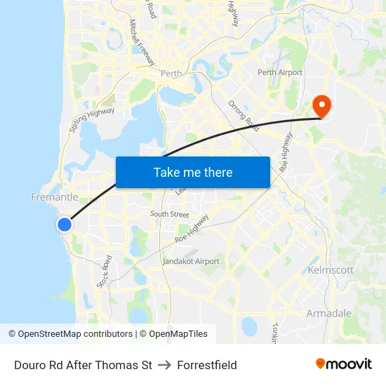Douro Rd After Thomas St to Forrestfield map