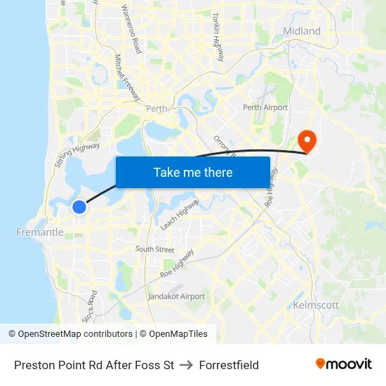 Preston Point Rd After Foss St to Forrestfield map