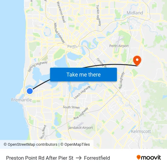 Preston Point Rd After Pier St to Forrestfield map