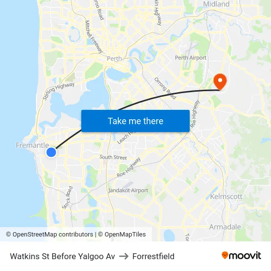 Watkins St Before Yalgoo Av to Forrestfield map